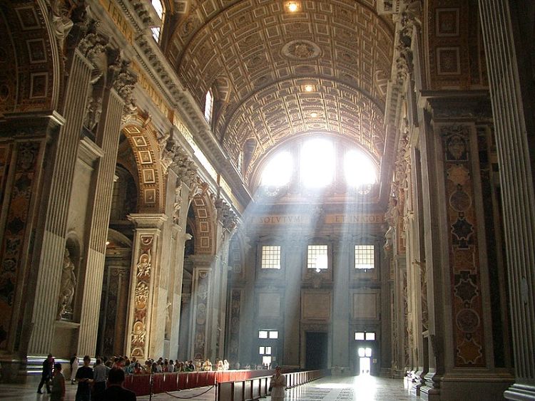 Crepuscular rays are seen in St. Peter's Basilica at certain times each day.